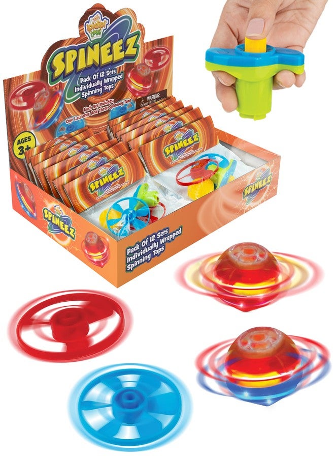 IPIDIPI TOYS ألعاب IPIDIPI TWAYS Spineez المضيئة على شكل صحن طائر - عبوة من 12 لعبة دوارة على شكل طبق طائر للأطفال - هدايا صغيرة للأطفال، هدايا حفلات أعياد الميلاد، جوائز مدرسية للأولاد والبنات - برتقالي - Image 1